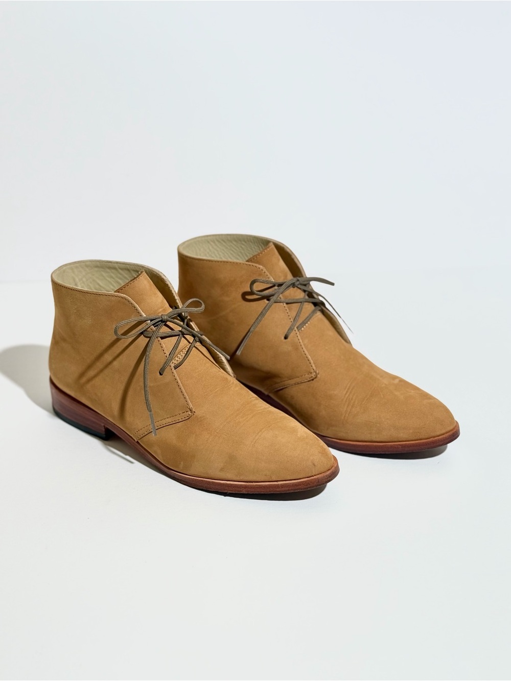 Nisolo Tan Suede Lace-Up Women's Ankle Boots